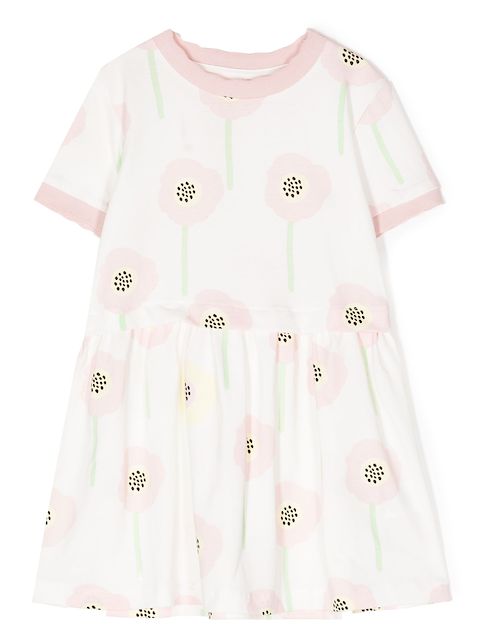 Stella McCartney Kids فستان بأكمام قصيرة وطبعة زهور