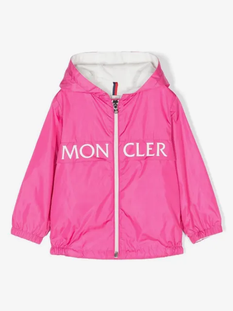 Moncler Enfant chamarra con capucha y logo estampado 