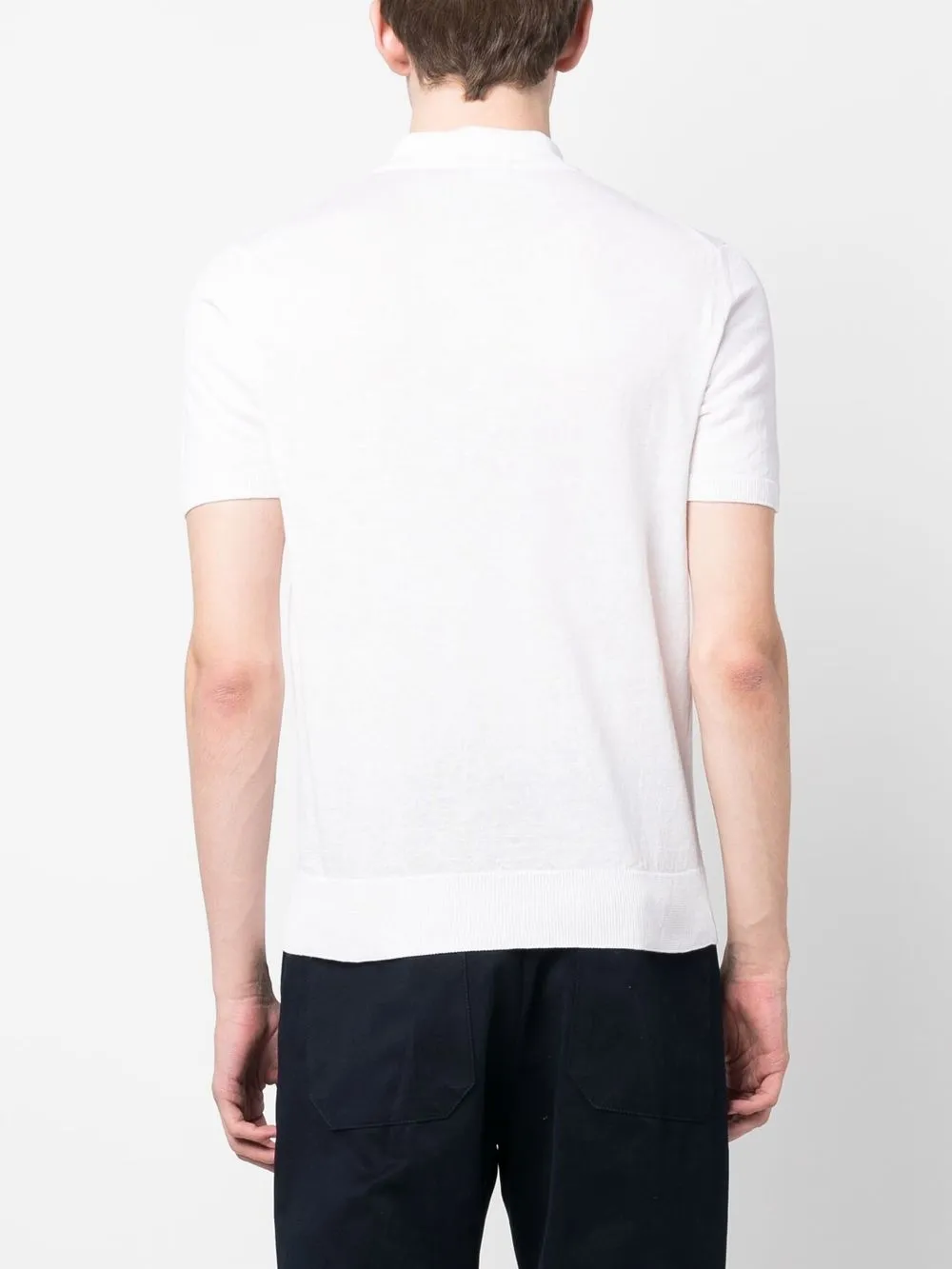 Short-Sleeved Fine-Knit Polo Shirt