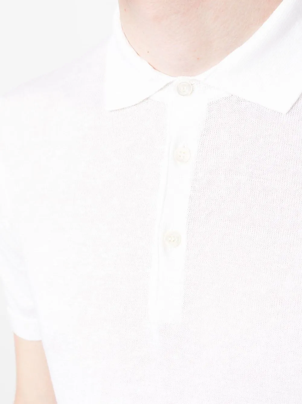 Short-Sleeved Fine-Knit Polo Shirt