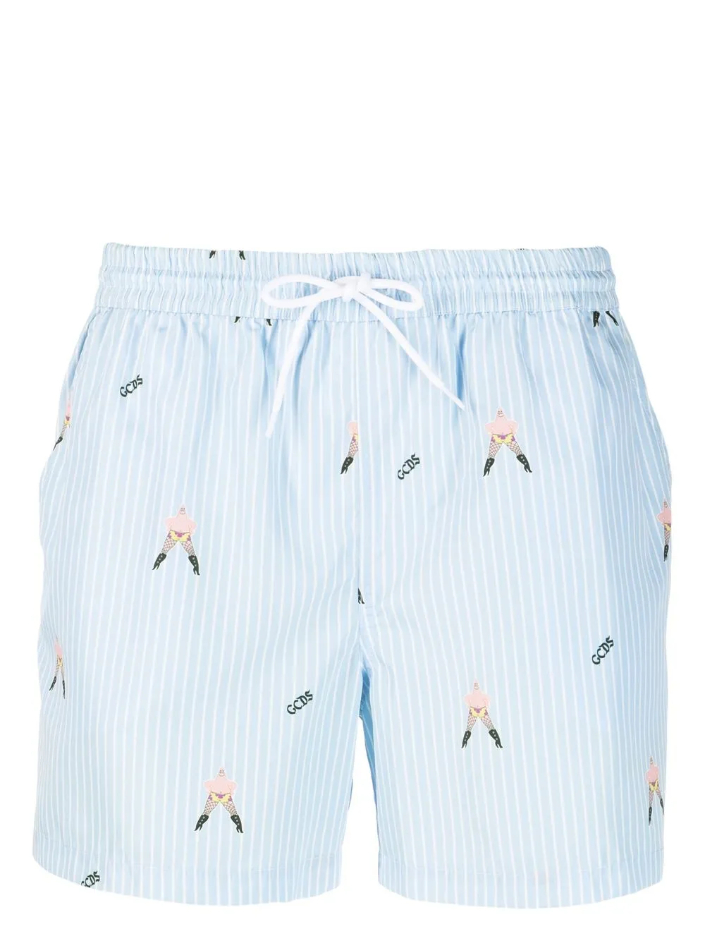 GCDS cartoon-print pinstripe shorts | Blue | Image 1