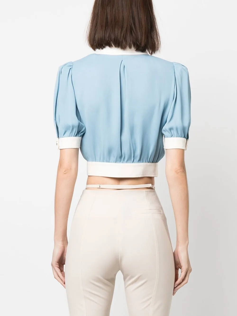 Elisabetta Franchi Sugar Paper Cropped Shirt In 蓝色