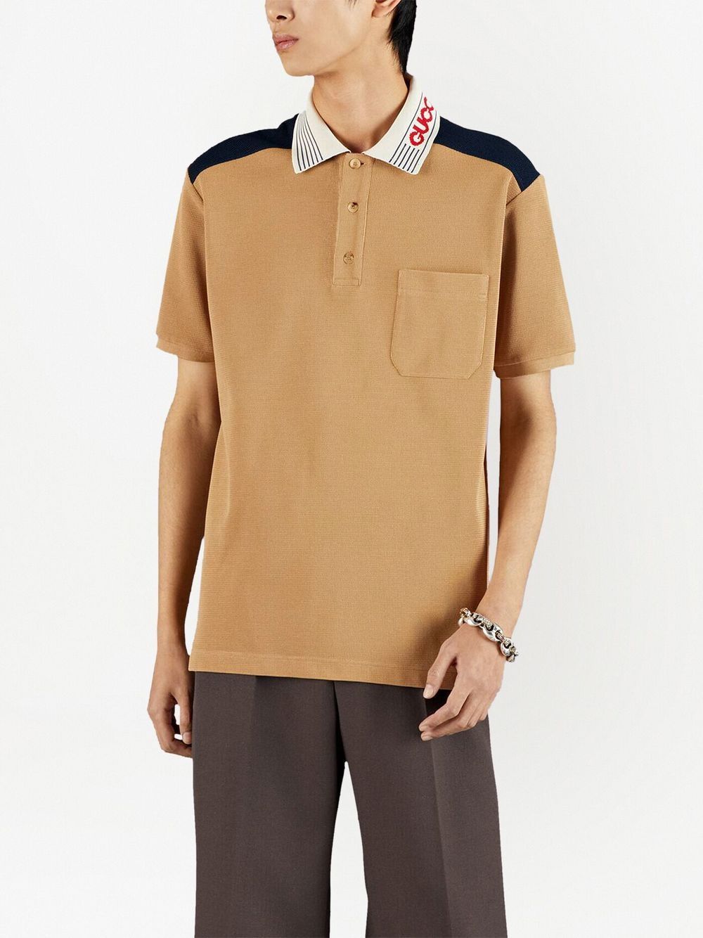 Gucci Knitted contrasttrim Polo Shirt Farfetch