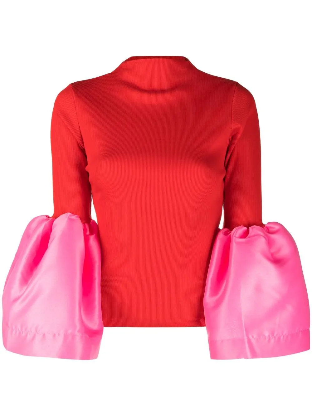 

Marques'Almeida two-tone puff-sleeve top - Red