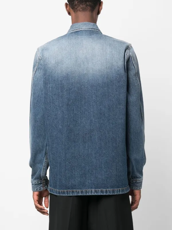 Alexander McQueen Embroidered Logo Denim Shirt | Blue | FARFETCH