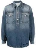 Alexander McQueen embroidered logo denim shirt - Blue