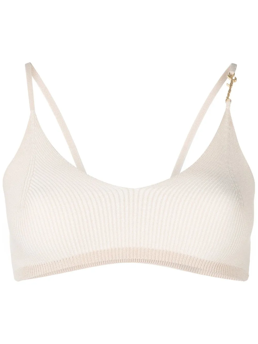 

Jacquemus Pralu logo-plaque crop top - Neutrals