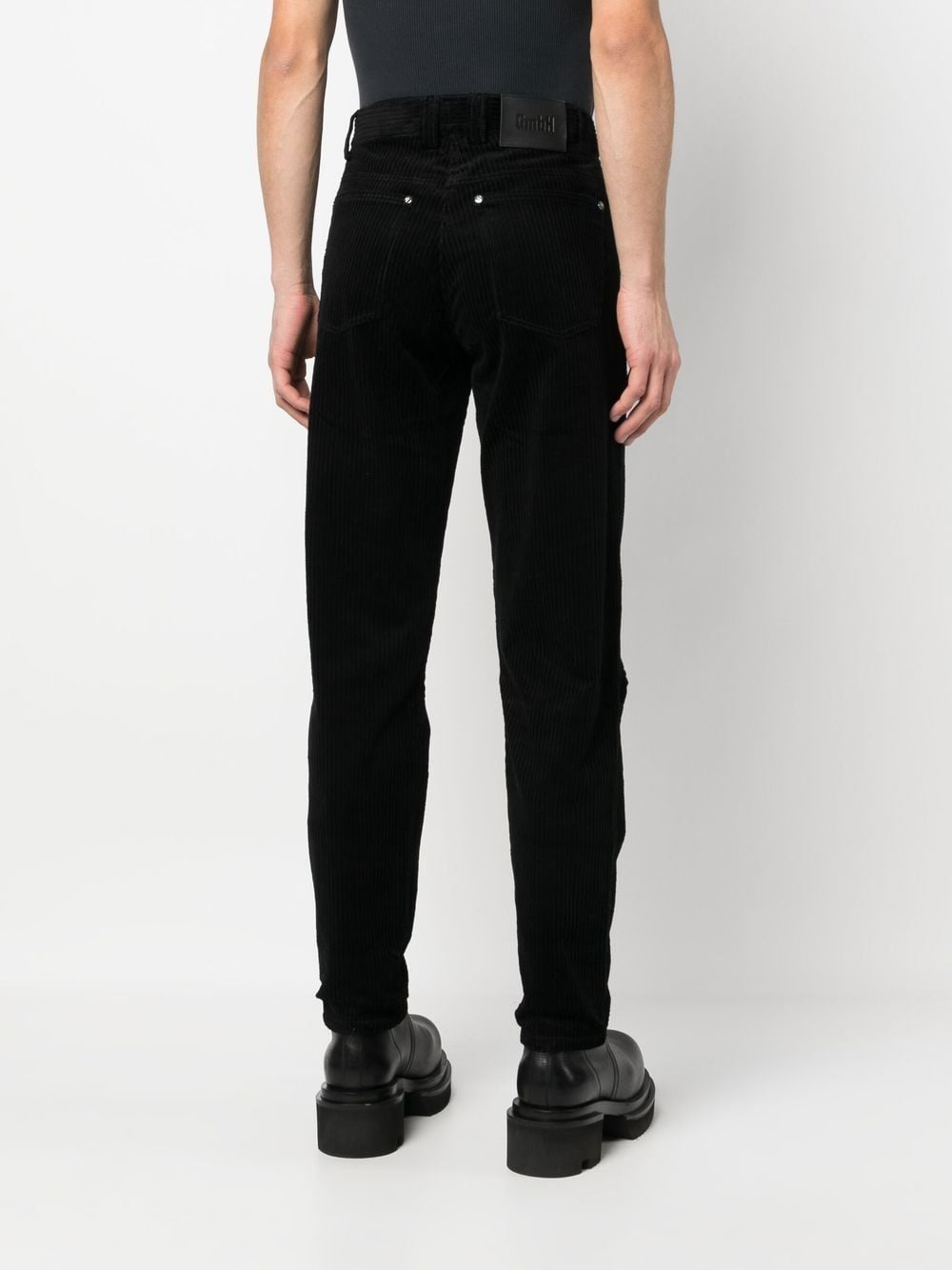Shop Gmbh Double-zip Corduroy Straight-leg Trousers In Black