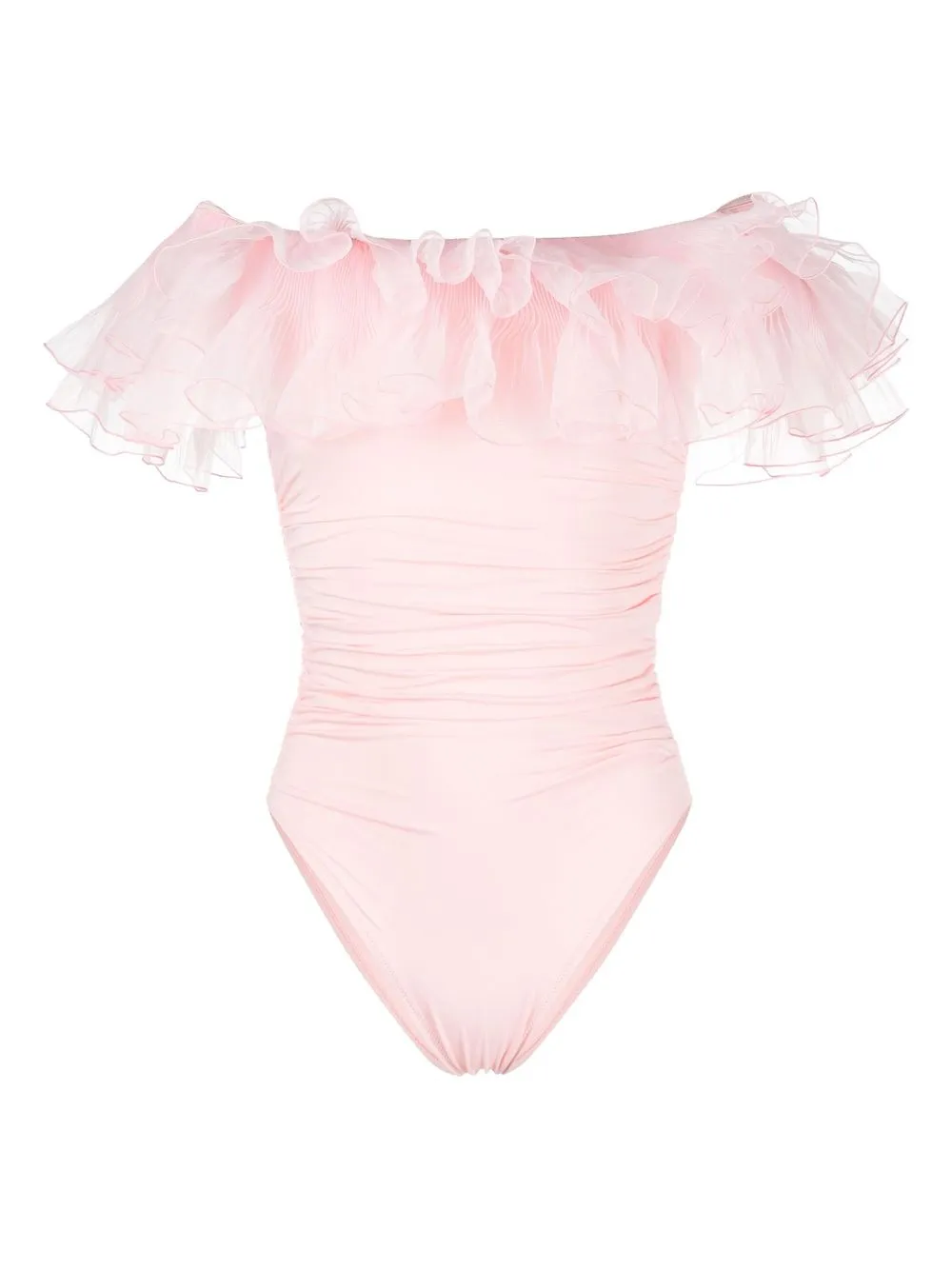 

Giambattista Valli off-shoulder ruffled swimsuit - Pink