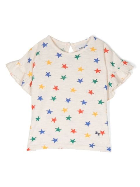 Bobo Choses star-print frilled-sleeve T-shirt