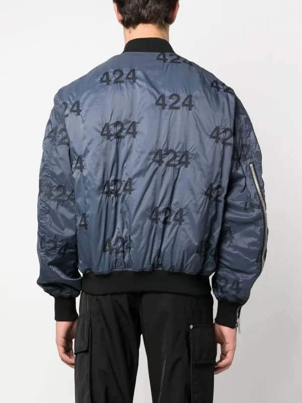 424 logo-print Quilted Bomber Jacket | Blue | FARFETCH