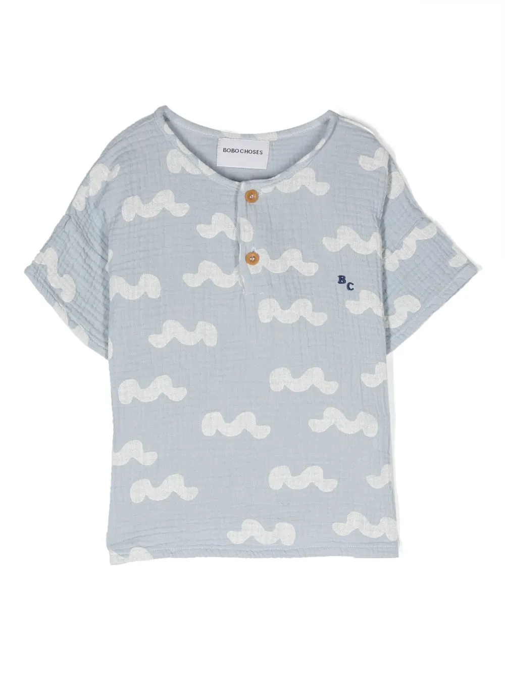 

Bobo Choses wave-print crepe-texture T-shirt - Blue