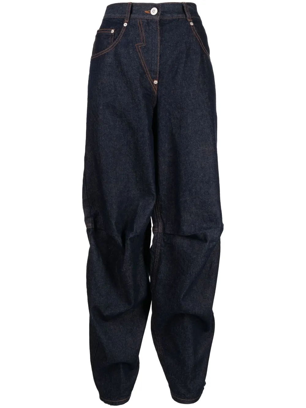 

pushBUTTON tapered-leg denim balloon trousers - Blue