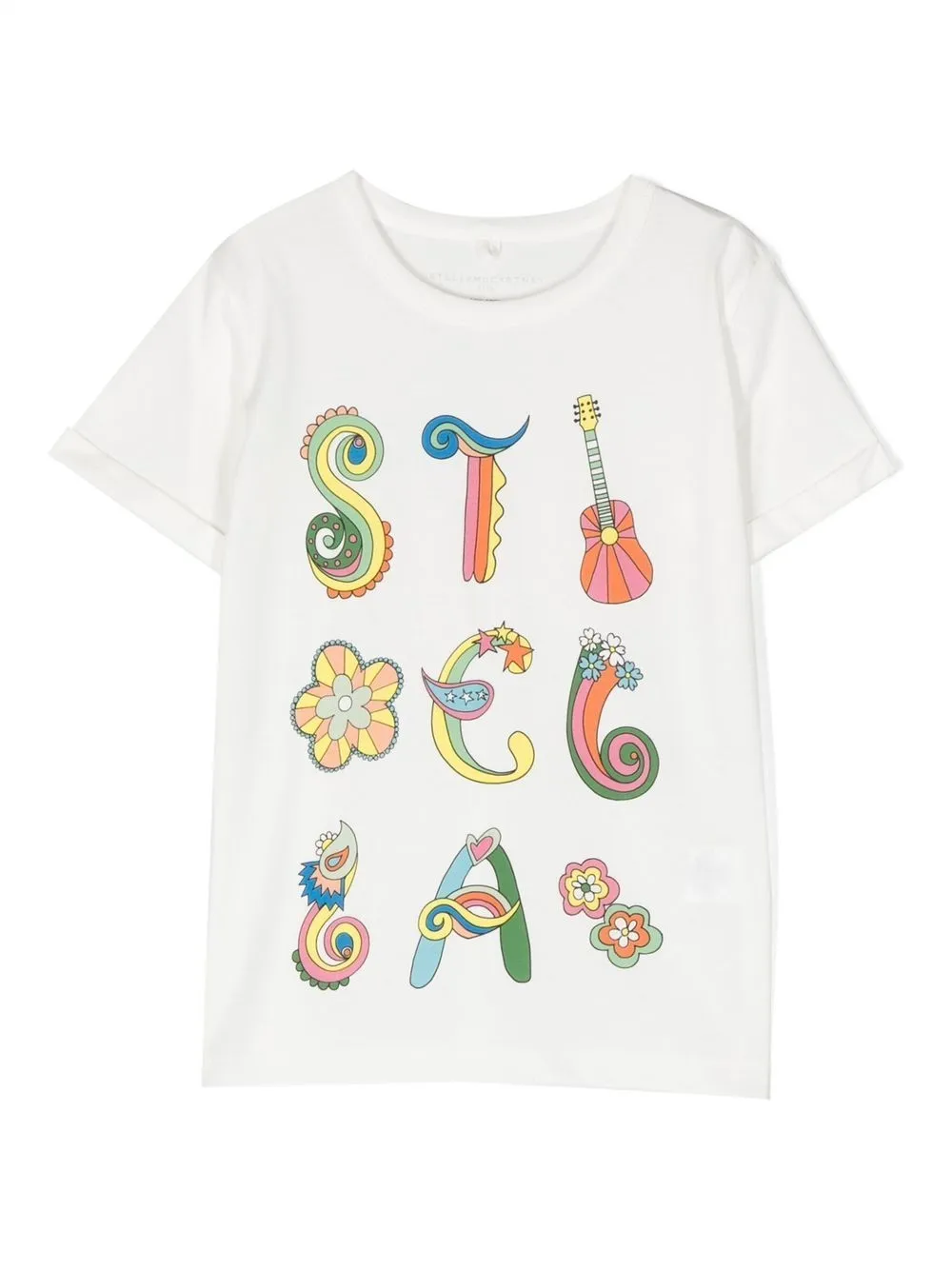 Stella Mccartney Kids' Logo-print Cotton T-shirt In Bianco