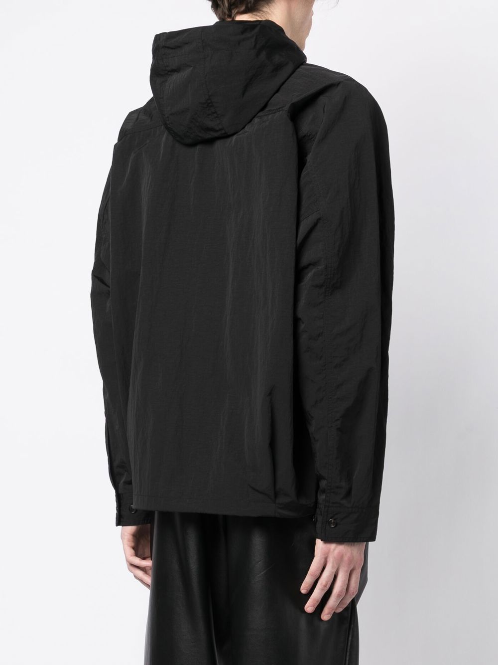 Shop Juunj Long-sleeve Hooded Shirt In Black