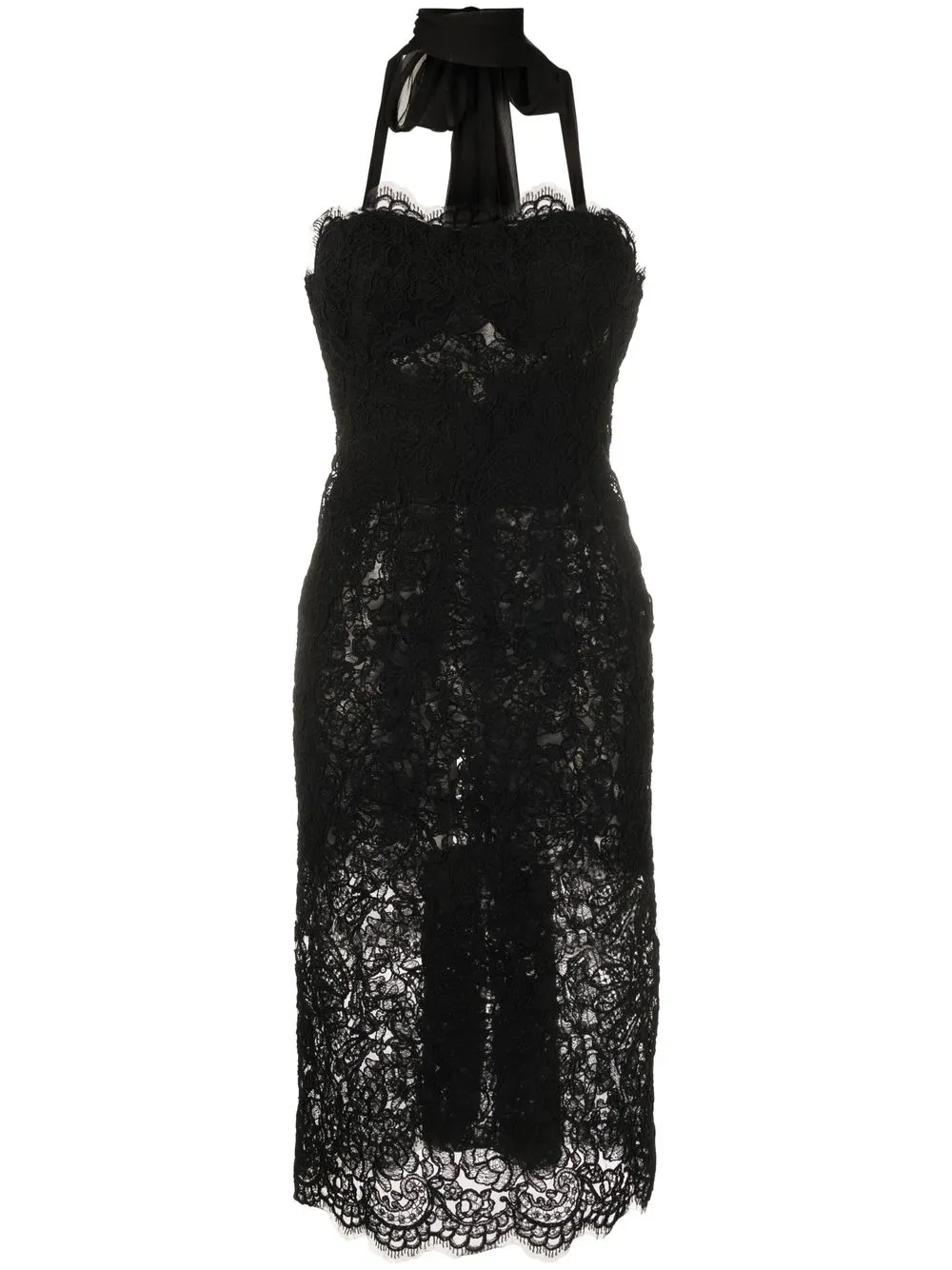 

Ermanno Scervino corded lace halterneck midi dress - Black