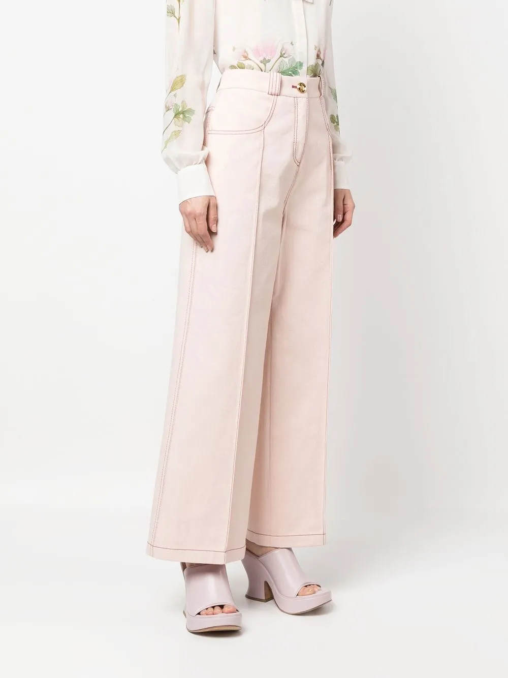 Giambattista Valli High-rise Wide-leg Trousers In Rosa