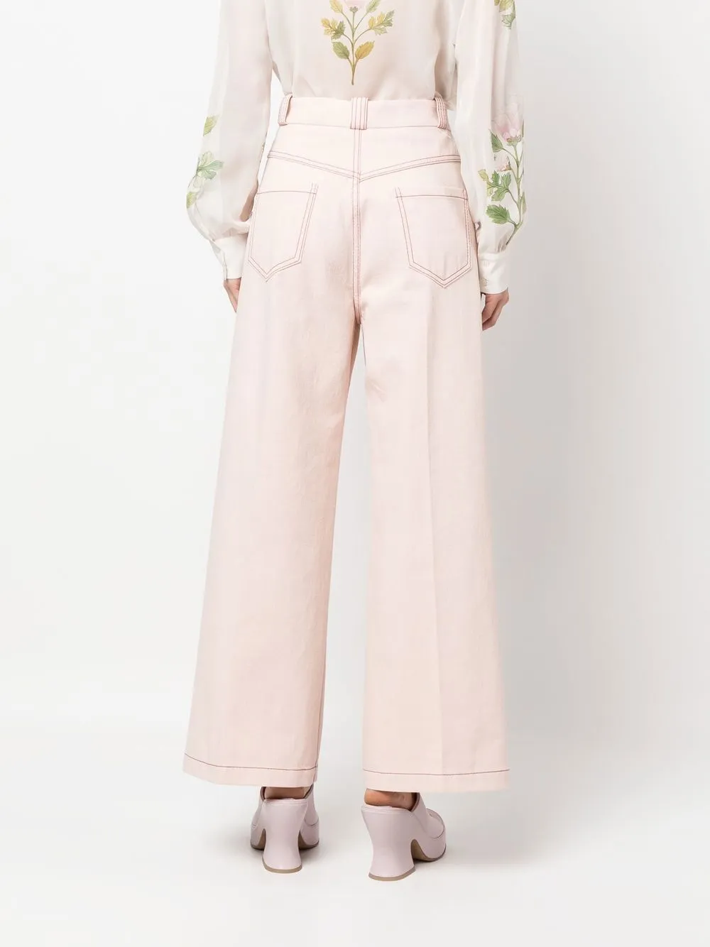 Giambattista Valli High-rise Wide-leg Trousers In Rosa