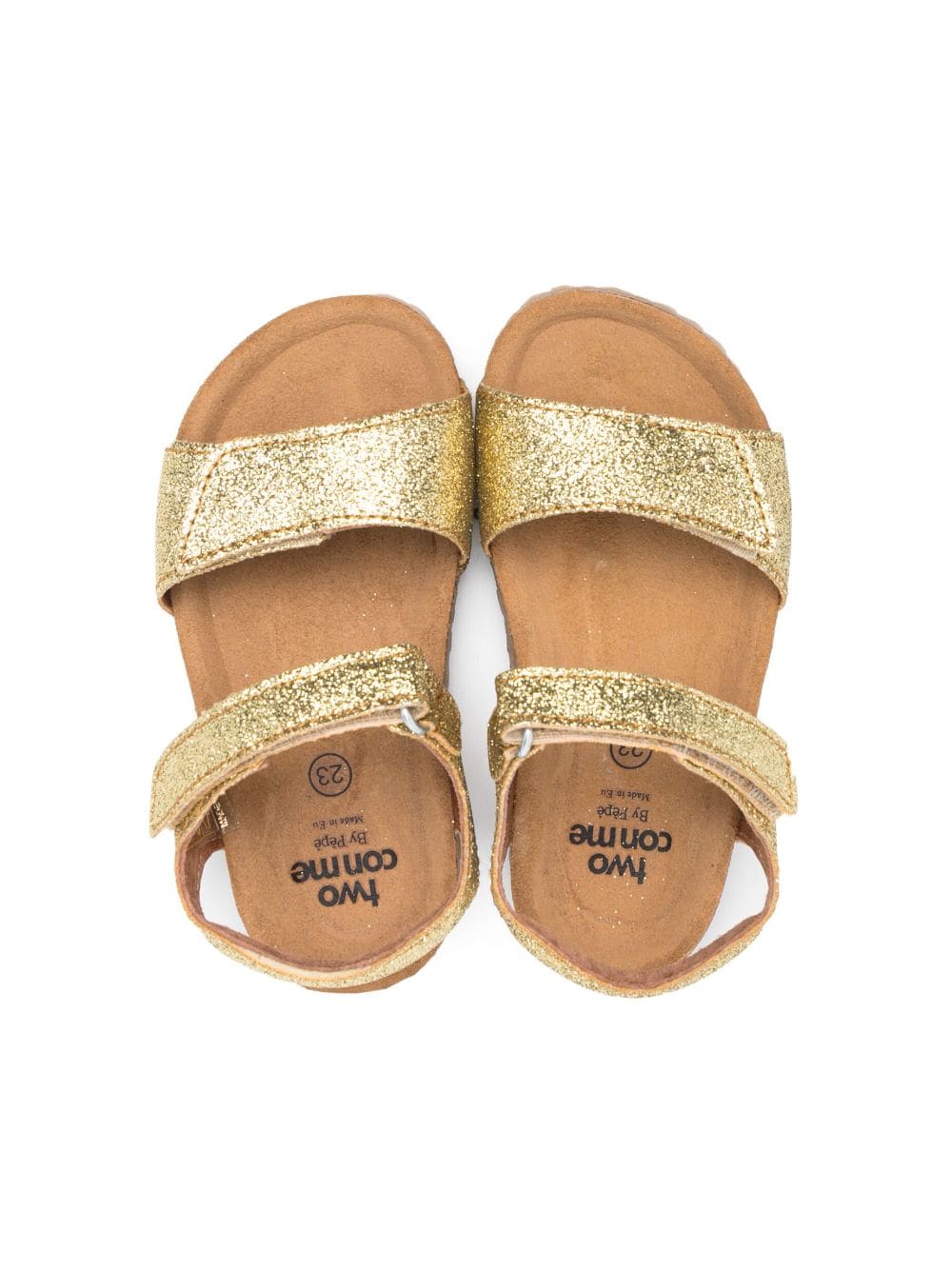 Shop Two Con Me By Pépé Glitter-effect Leather Sandals In Gold