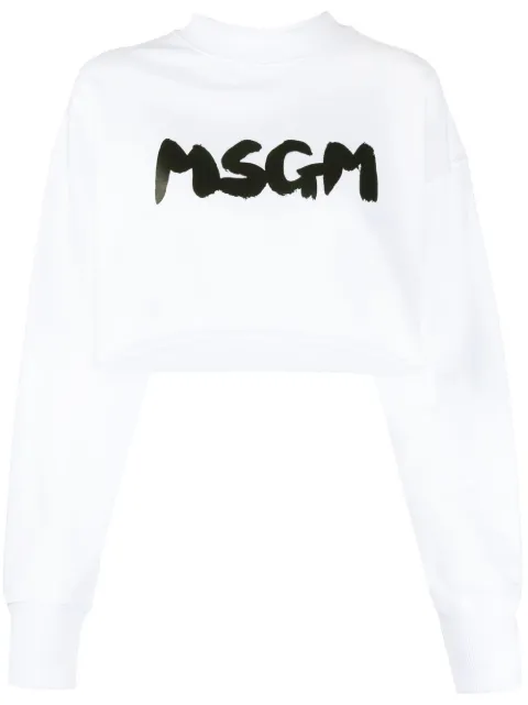 MSGM logo-print cropped sweatshirt