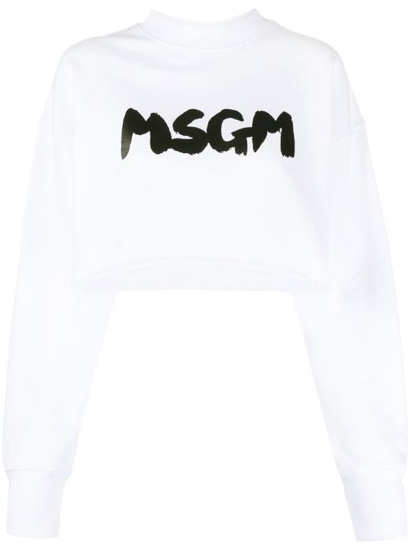 新品]MSGM ロゴクロップドスウェットシャツ - トレーナー/スウェット