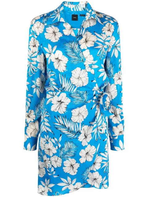 PINKO floral-print wrap style dress