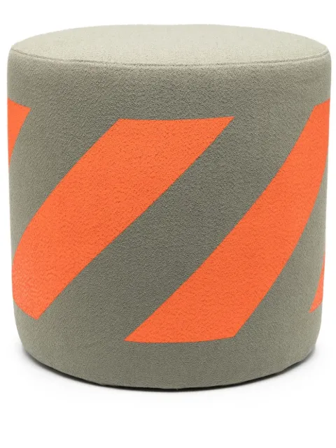 Off-White Diag-stripe bouclé stool