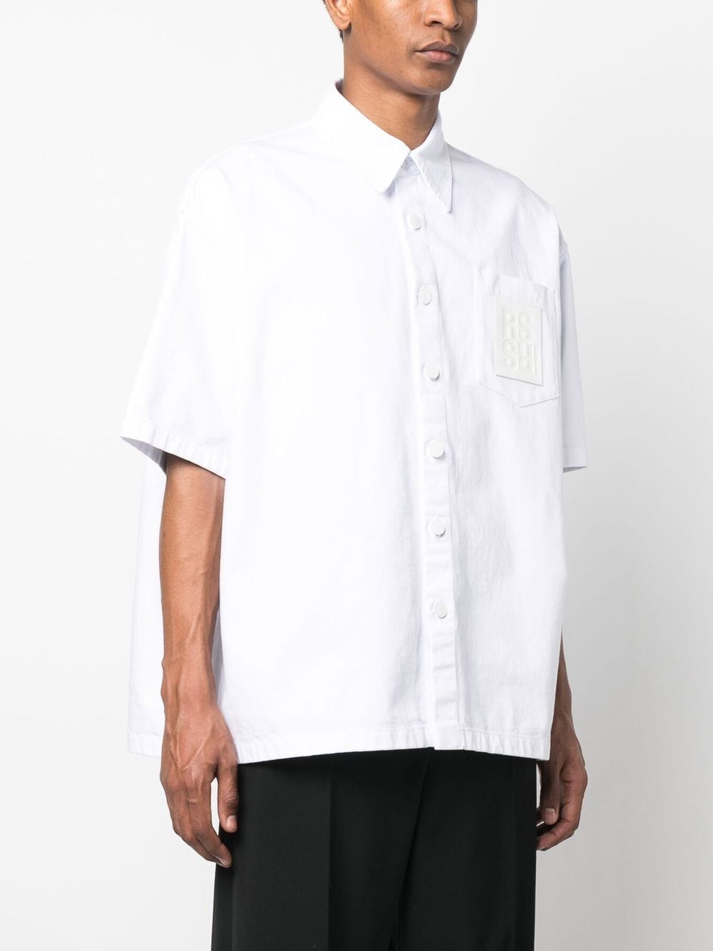 Shop Raf Simons Logo-patch Short-sleeve Shirt In Weiss