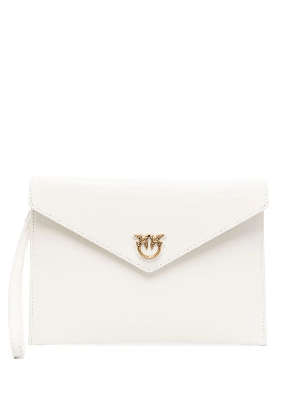 

PINKO logo-plaque clutch bag - White