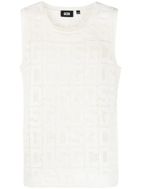 GCDS monogram macramé tank top