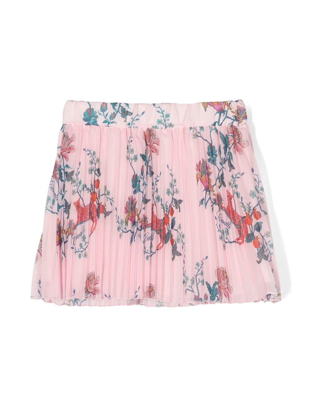 Shop Roberto Cavalli Junior Floral-print Pleated Skirt In 02815