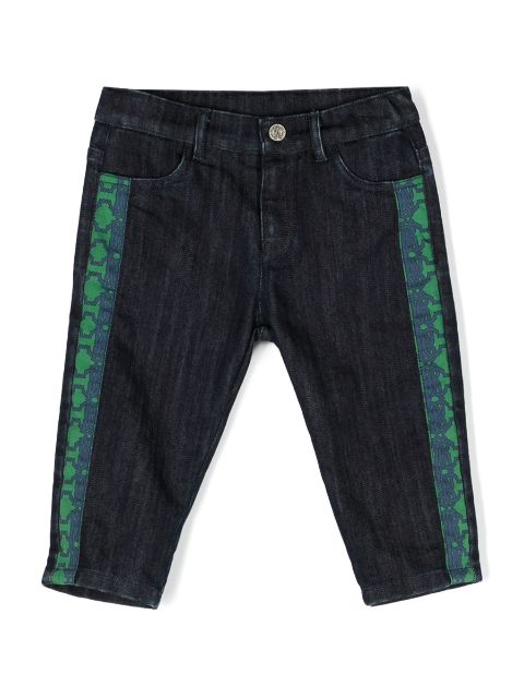 Roberto Cavalli Junior embroidered-logo panelled denim trousers