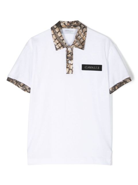 Roberto Cavalli Junior animal-print trim polo shirt