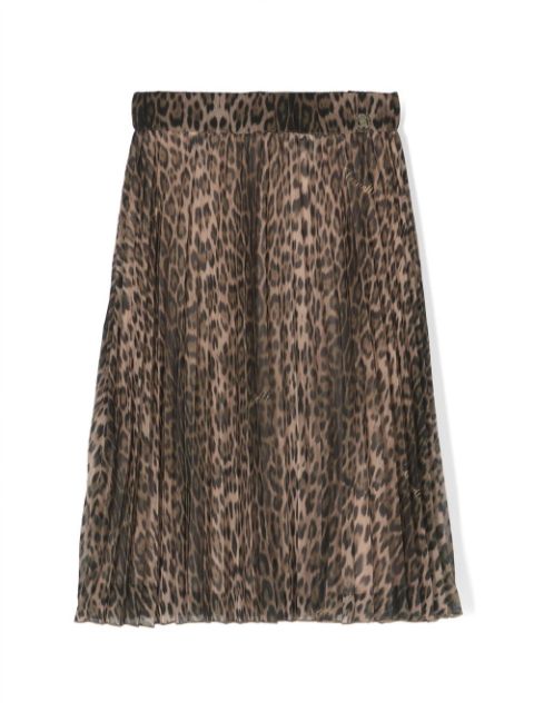 Roberto Cavalli Junior cheetah-print pleated skirt