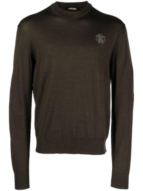 Roberto Cavalli monogram-embroidered crew-neck jumper