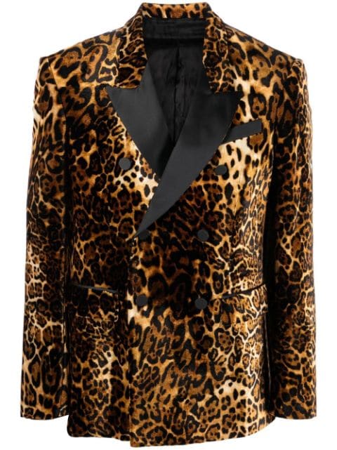 Roberto Cavalli blazer con estampado de leopardo