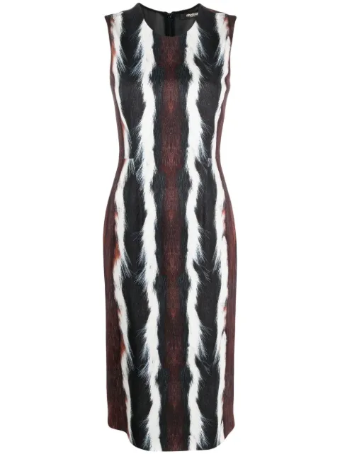 Roberto Cavalli sleeveless fur-print midi dress