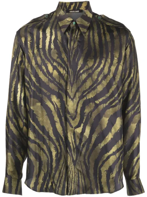 Roberto Cavalli tiger-print silk shirt