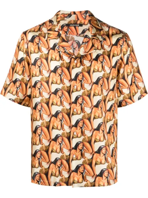Roberto Cavalli all over graphic-print short-sleeve shirt