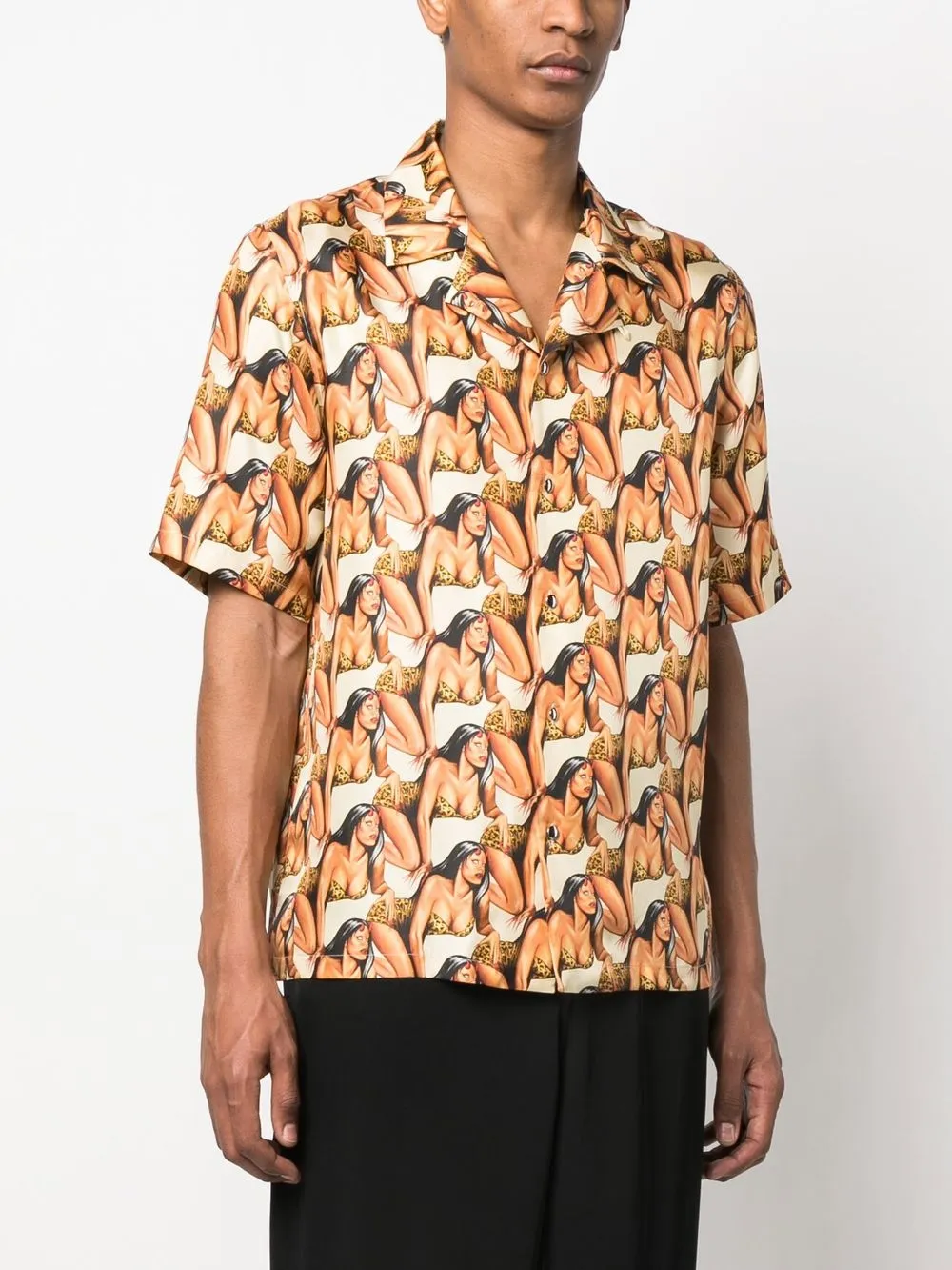 Shop Roberto Cavalli All Over Graphic-print Short-sleeve Shirt In Neutrals