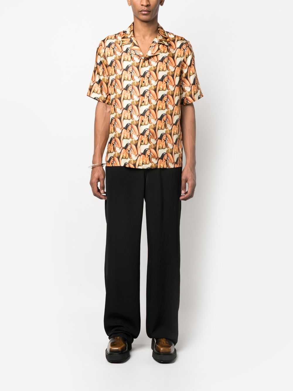 Shop Roberto Cavalli All Over Graphic-print Short-sleeve Shirt In Neutrals