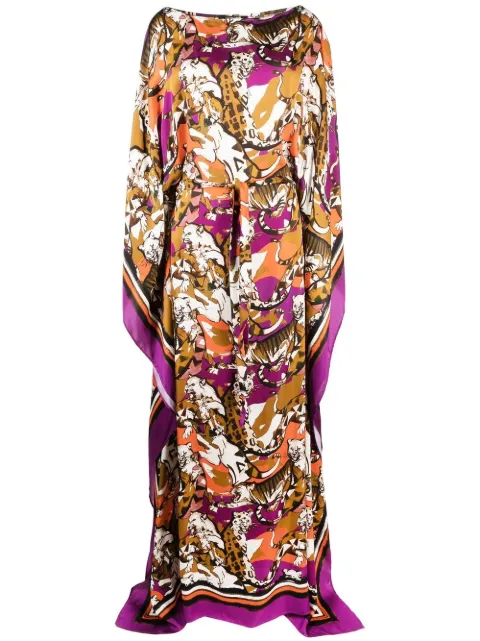 Roberto Cavalli vestido largo con diseño drapeado y animal print