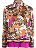 Roberto Cavalli satin-finish cheetah-print shirt - White