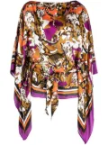 Roberto Cavalli cheetah-print draped-sleeve kaftan - White