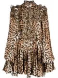Roberto Cavalli ruffled-detail leopard-print dress - Neutrals