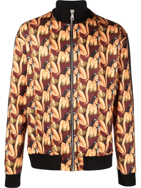 Roberto Cavalli sudadera con estampado gráfico y cierre