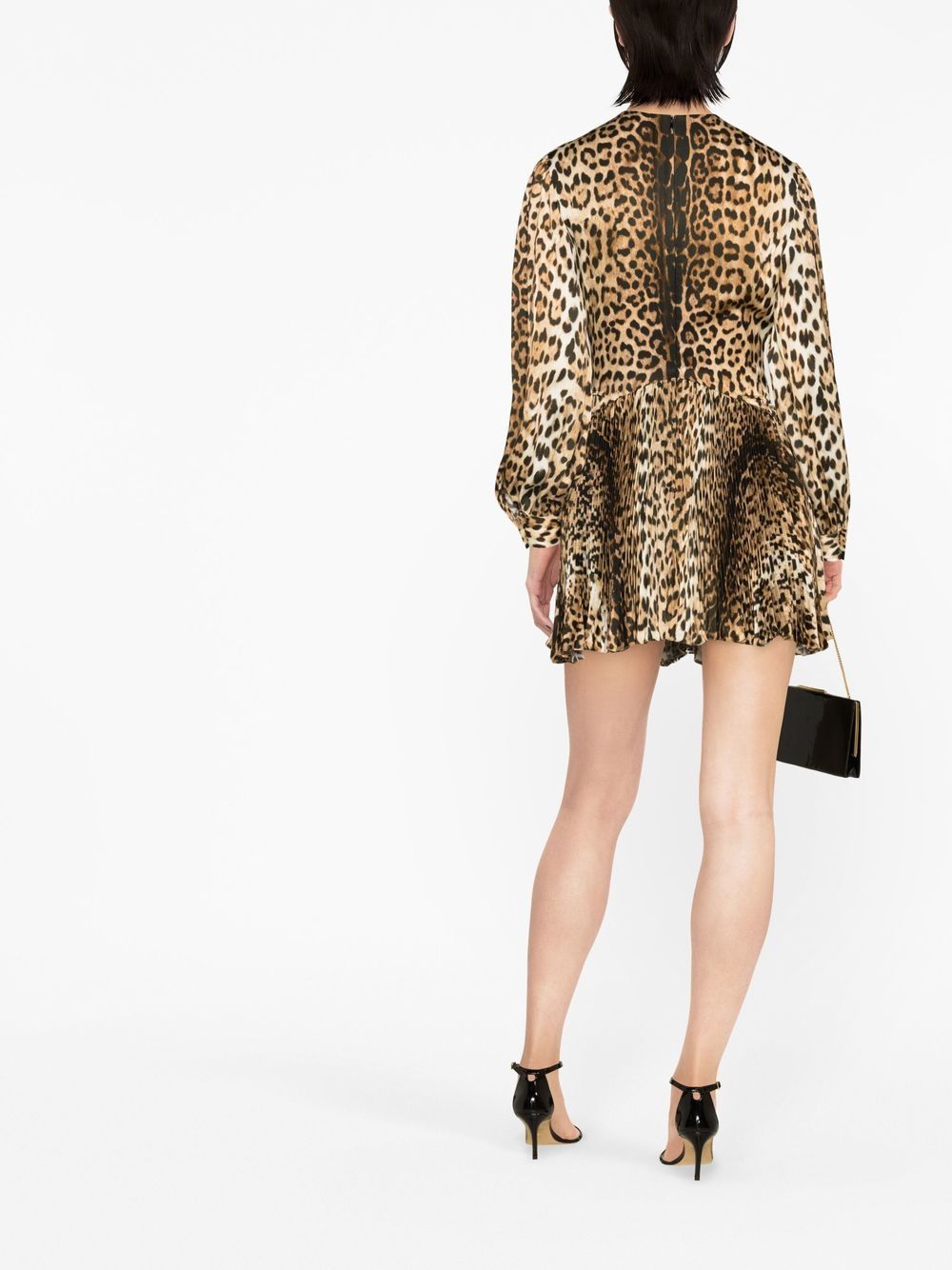 Shop Roberto Cavalli Leopard-print Mini Dress In Orange