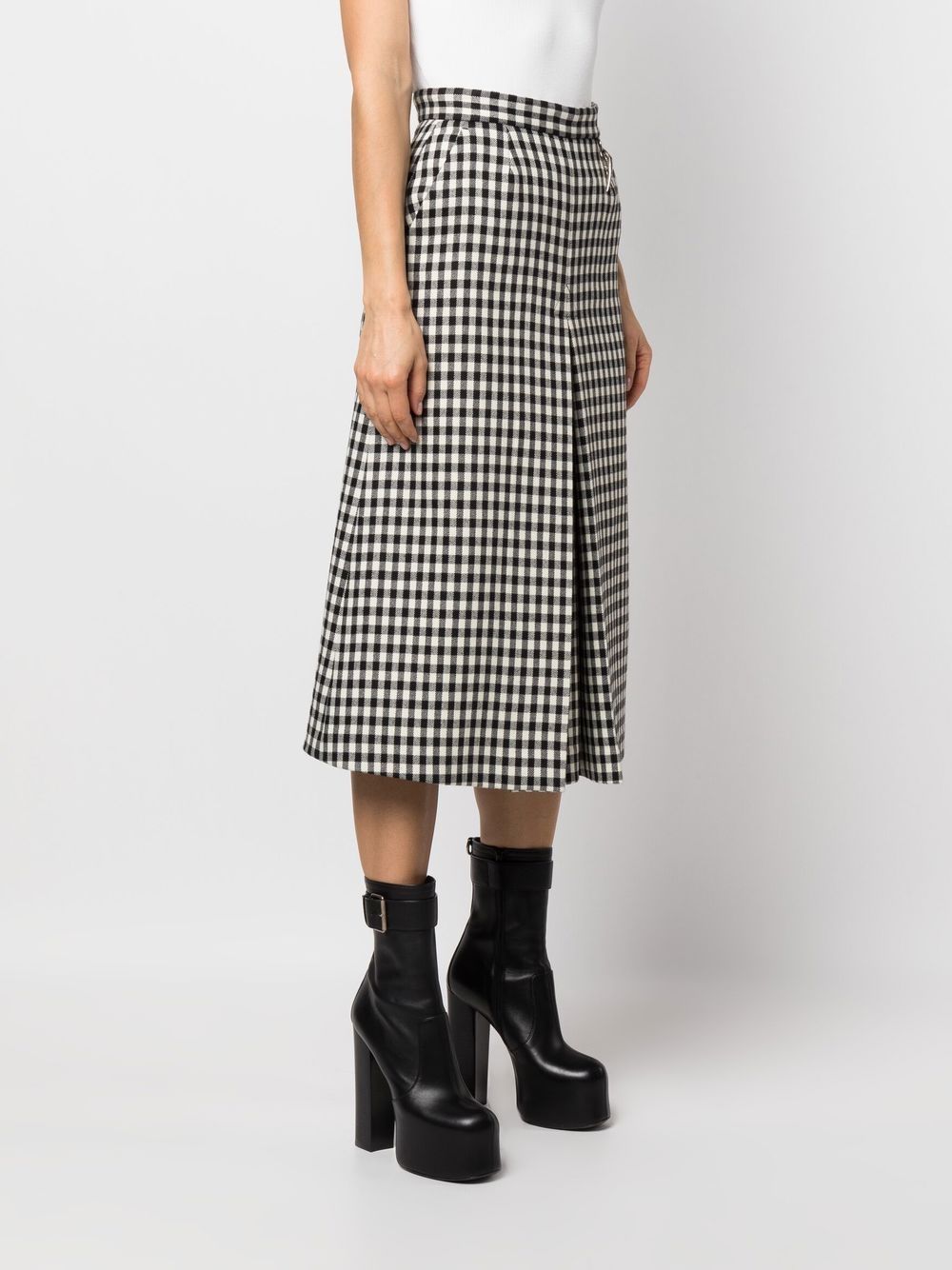 Shop Roberto Cavalli High-waisted Gingham-check Skirt In Black