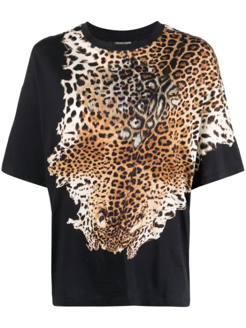 Roberto Cavalli leopart-print detail T-shirt