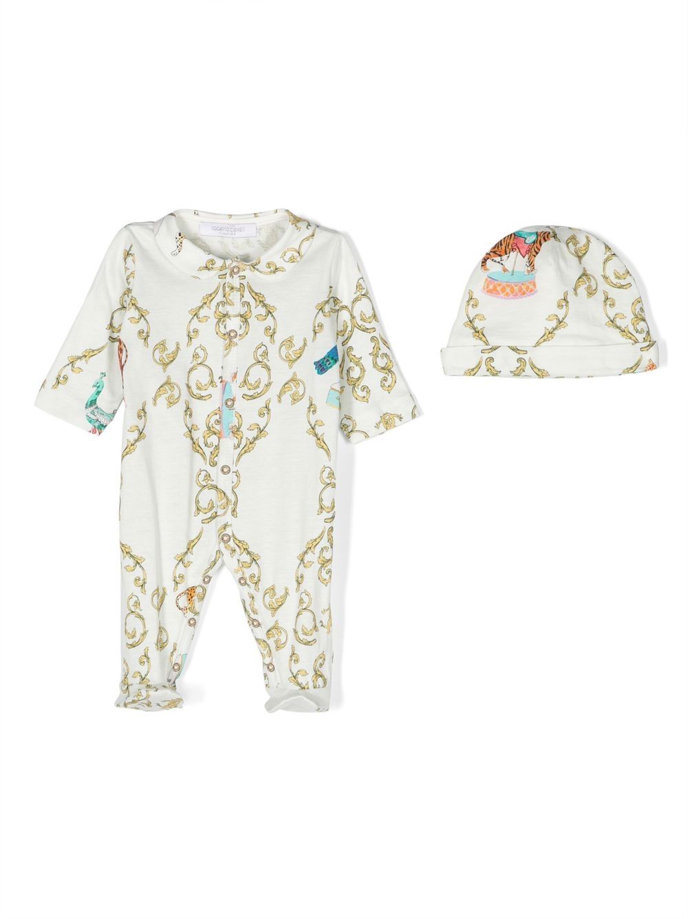 Roberto Cavalli Junior filigree-print babygrow set - White